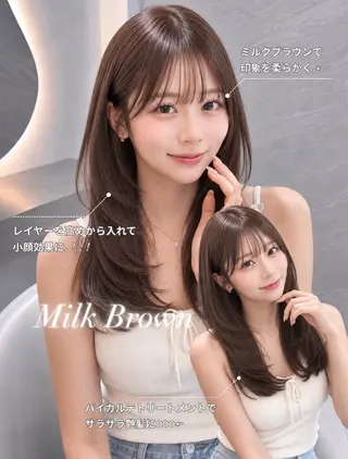 セミロング カラー ヘアアレンジ 🖤kana韓国ヘア 艶髪カラー特化🖤のヘアスタイル