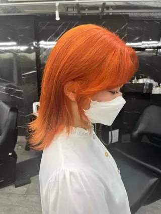ミディアム カラー ヘアアレンジ 韓国🤍ワンホンヘア みかん🇨🇳のヘアスタイル