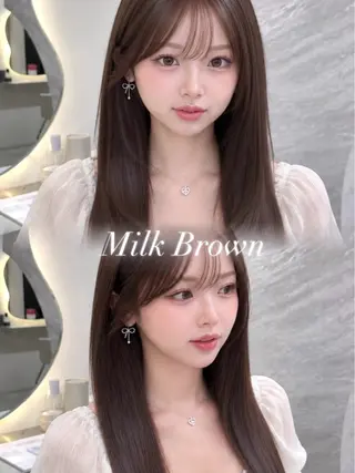 セミロング カラー ヘアアレンジ 🖤kana韓国ヘア 艶髪カラー特化🖤のヘアスタイル