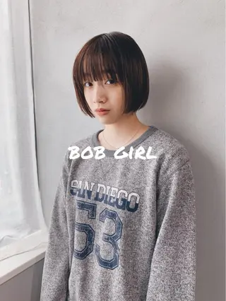 カラー ボブパーマコテ巻き風 パーマNo1深江秀平のヘアスタイル