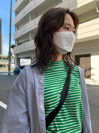 ミディアム パーマ やまさきえりこ ニュアンスパーマのヘアスタイル
