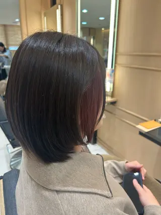 ミディアム カラー ゆめ ベージュカラーのヘアスタイル