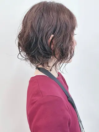 ショート パーマ ボブ/ゆるふわ ボブパーマ/とういのヘアスタイル