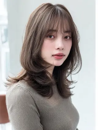 セミロング 絶対綺麗な暖色カラー 🎯あります✨増渕✨のヘアスタイル