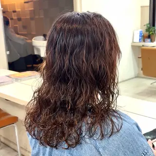 ミディアム パーマ 横浜パーマ🌐ボブ✨ 暖色カラーもえかのヘアスタイル