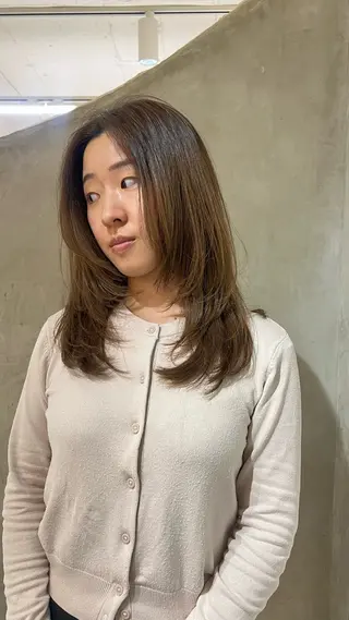 セミロング 横浜/メンズカット 曲がる縮毛矯正のヘアスタイル