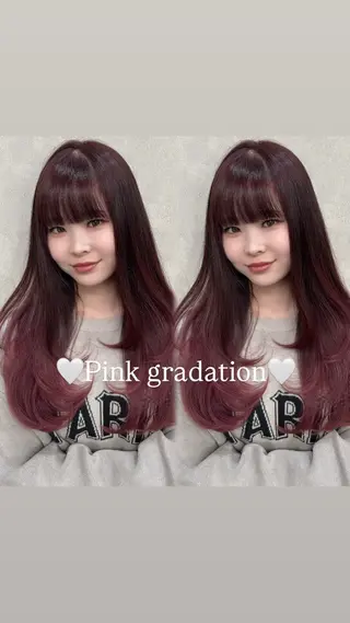 ロング カラー Rin♡透明感ピンク 🎀白肌ラベンダーのヘアスタイル