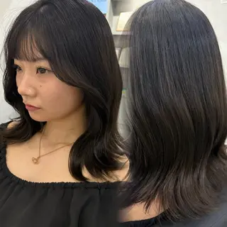 ミディアム カラー ヘアアレンジ 透明感カラー/顔周り カット🌸サクラ🌸のヘアスタイル