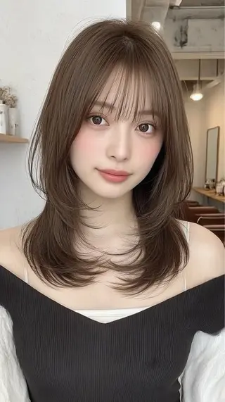 セミロング カラー 韓国×艶ハイトーンが かわいい✨️リオ🍒のヘアスタイル