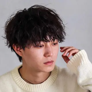 ショート カラー パーマ メンズ 🔥メンズ極🔥韓国 シャドウ/波巻き柿崎のヘアスタイル