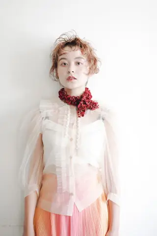 ショート カラー パーマ ヘアアレンジ 角戸 りおのヘアスタイル