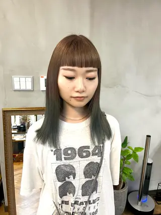 セミロング カラー ヘアアレンジ ena/ブリーチなし 透明感・レイヤー🎀のヘアスタイル