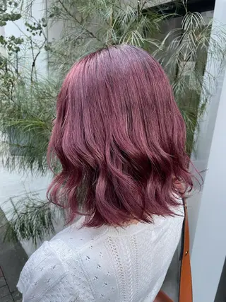 ミディアム カラー ヘアアレンジ ピンク・ベージュ🩰 カラー🫧とらのヘアスタイル