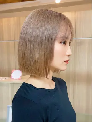 ミディアム カラー SHIN🌿柏美容師 レイヤーボブカラーのヘアスタイル