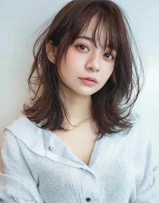 セミロング カラー デザインカラー✨ 透明感カラー菊地真保のヘアスタイル