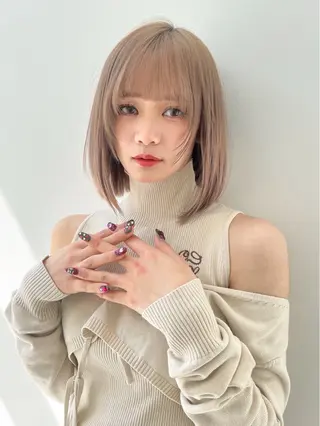 ミディアム カラー ヘアアレンジ 🌷透明感カラー🌷 内田零菜のヘアスタイル