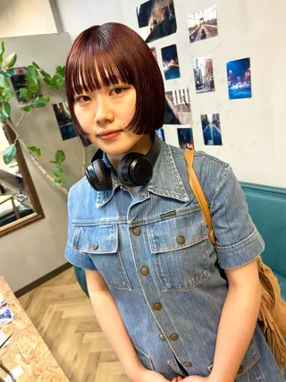 ショート カラー パーマ ヘアアレンジ デザインカラー/ボブ ブリーチカラー/ユリのヘアスタイル