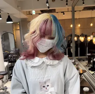 ミディアム カラー 💜ハイトーン💛 マジカルかいちゃんのヘアスタイル