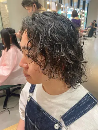ミディアム パーマ メンズ unopulir 景山　凌のヘアスタイル