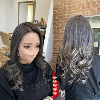 ロング カラー 石川 由美子のヘアスタイル