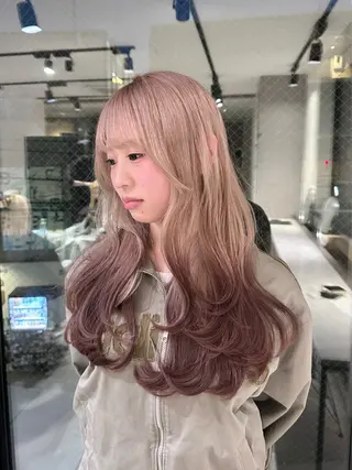 ロング ミルクティー/韓国ヘ アHaruka🎀のヘアスタイル