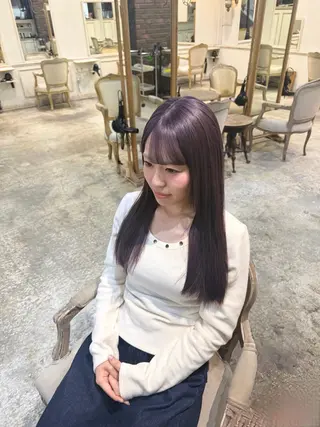 セミロング 💖艶ダメージレス激 可愛カラーKAO💖のヘアスタイル