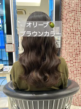セミロング カラー パーマ 韓国っぽ水光肌カラー マンツーマン🫧なおのヘアスタイル