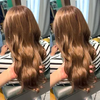 セミロング カラー なんば、心斎橋🍓 ハイトーンnicoのヘアスタイル