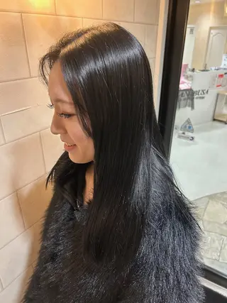 セミロング カラー 韓国風透明感カラー✨ 播磨茉侑のヘアスタイル