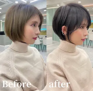 ショート カラー 《髪質改善✖️レイヤ ー🩶》ナオヤのヘアスタイル