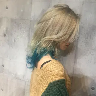 セミロング ブリーチ/ウルフ特化 渋谷カルチャー交差点のヘアスタイル