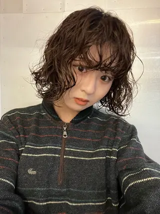ミディアム パーマ ボブパーマ/パーマ ウルフパーマのヘアスタイル