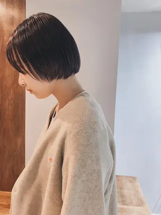 ショート カラー ヘアアレンジ ボブパーマコテ巻き風 パーマNo1深江秀平のヘアスタイル