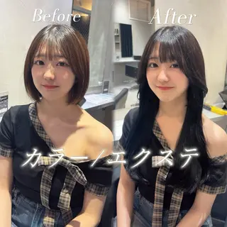 ロング 新宿♡暖色カラー/ エクステ/スズ‎🤍のヘアスタイル
