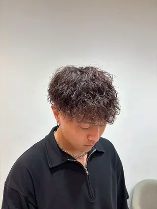 ミディアム メンズ パーマ 副店長/特殊パーマ/ ハイライト/稲次のヘアスタイル