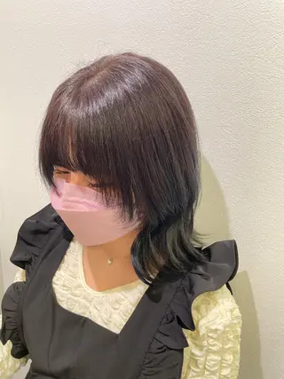 セミロング カラー 渡部凌我 小顔ウルフ ハイトーンカラーのヘアスタイル