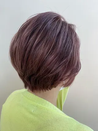 ショート カラー 小顔レイヤー/ ベージュ🤍Rieのヘアスタイル