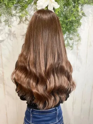 ロング カラー パーマ ヘアアレンジ 大阪レミーエクステ チビ編み込みのヘアスタイル