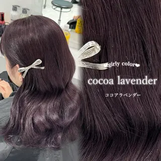 セミロング カラー ヘアアレンジ 🤍淡色ピンク&ラベ ンダーYUKI🤍のヘアスタイル