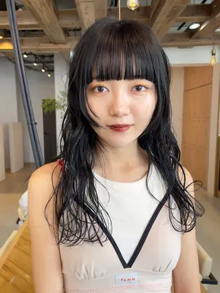 セミロング カラー パーマ ヘアアレンジ カットモデル募集中/ 店長/角田真哉のヘアスタイル