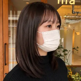 セミロング カラー 草津駅前/本日空き 有/岩本遥加のヘアスタイル