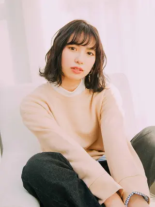 セミロング カラー パーマ 【公式】amble luxe池袋東口🩷のヘアスタイル