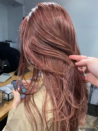 セミロング カラー レイヤー暖色カラー 池袋Yamamotoのヘアスタイル