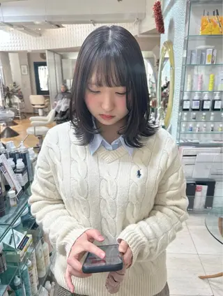 ミディアム カラー ありむらもえ/ 透明感カラーのヘアスタイル