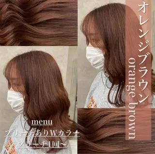 セミロング カラー 抜け感レイヤー︴ ニュアンスカラーのヘアスタイル