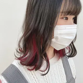 ミディアム カラー ♱地雷カラー♱ウルフ ♱ 藍衣 ♱のヘアスタイル
