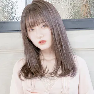 セミロング カラー 新宿/韓国風レイヤー 髪質改善/渋谷直樹のヘアスタイル