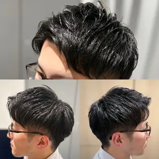 ショート メンズ メンズカットフェード パーマ/前山竜貴のヘアスタイル