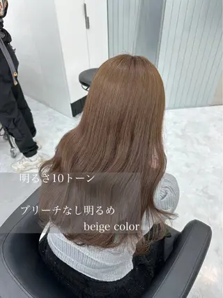 ロング 顔まわりレイヤー/諒 オリーブカラー/天神のヘアスタイル