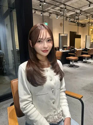 ロング カラー 韓国レイヤーカット 透明感カラー冨田那樹のヘアスタイル